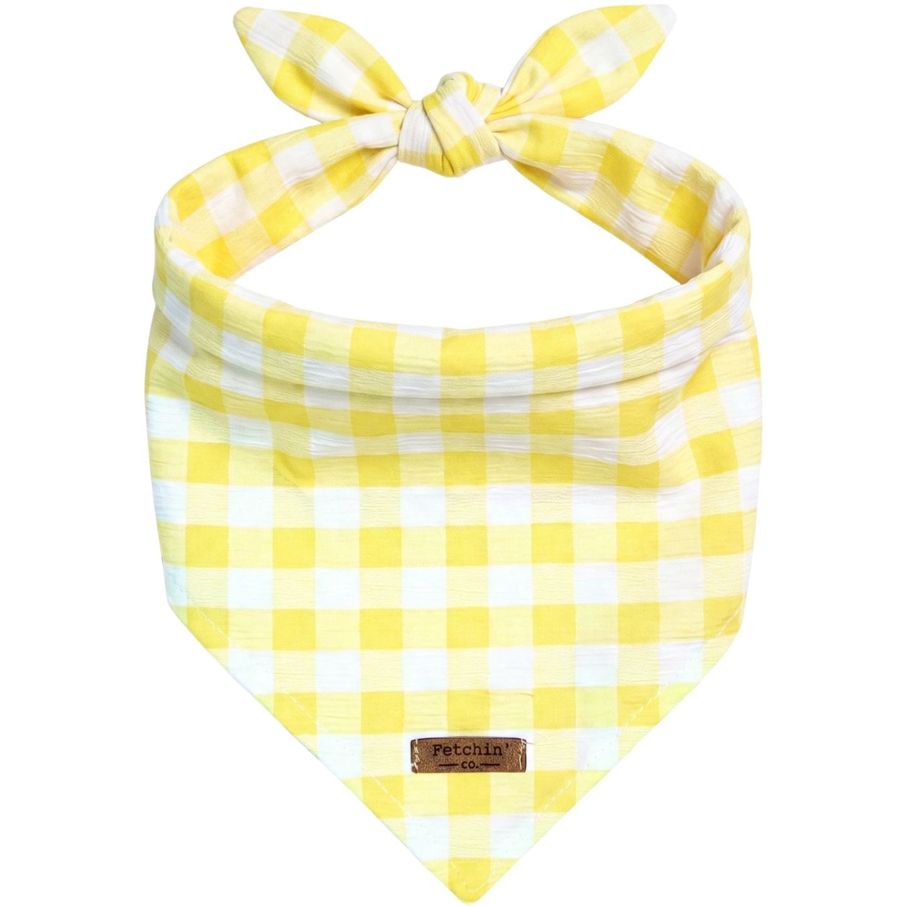 Fetchin' Co. Bright & Cheerful Gingham Accessory Dog Bandana, Yellow, Small/Medium