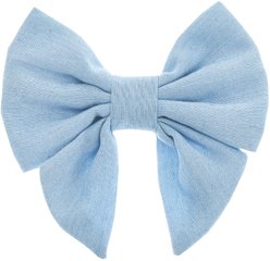 Fetchin' Co. Chambray Bow Accessory Dog Collar, Blue, Small/Medium