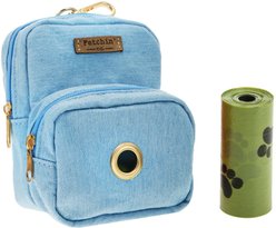 Fetchin' Co. Chambray Mini Waste Bag & Treat Holder Dog Backpack, Blue