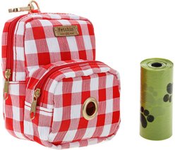 Fetchin' Co. Gingham Mini Waste Bag & Treat Holder Dog Backpack, Red