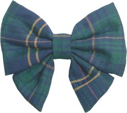 Fetchin' Co. Plaid Bow Accessory Dog Collar, Navy, Small/Medium