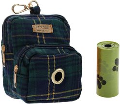 Fetchin' Co. Plaid Mini Backpack Pet Waste Bag & Treat Holder Dog Backpack, Navy