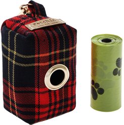 Fetchin' Co. Plaid Waste Bag Holder Dog Backpack, Red