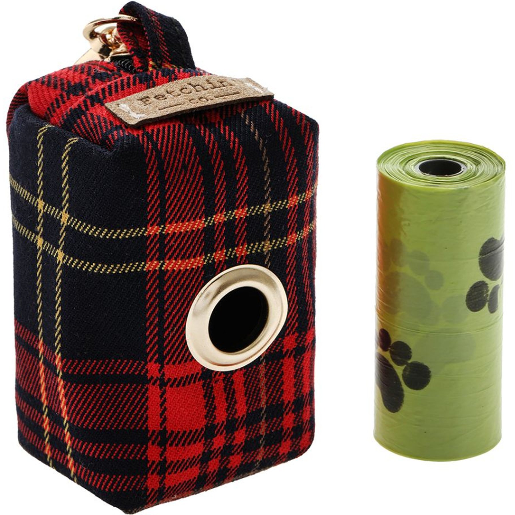Fetchin' Co. Plaid Waste Bag Holder Dog Backpack, Red