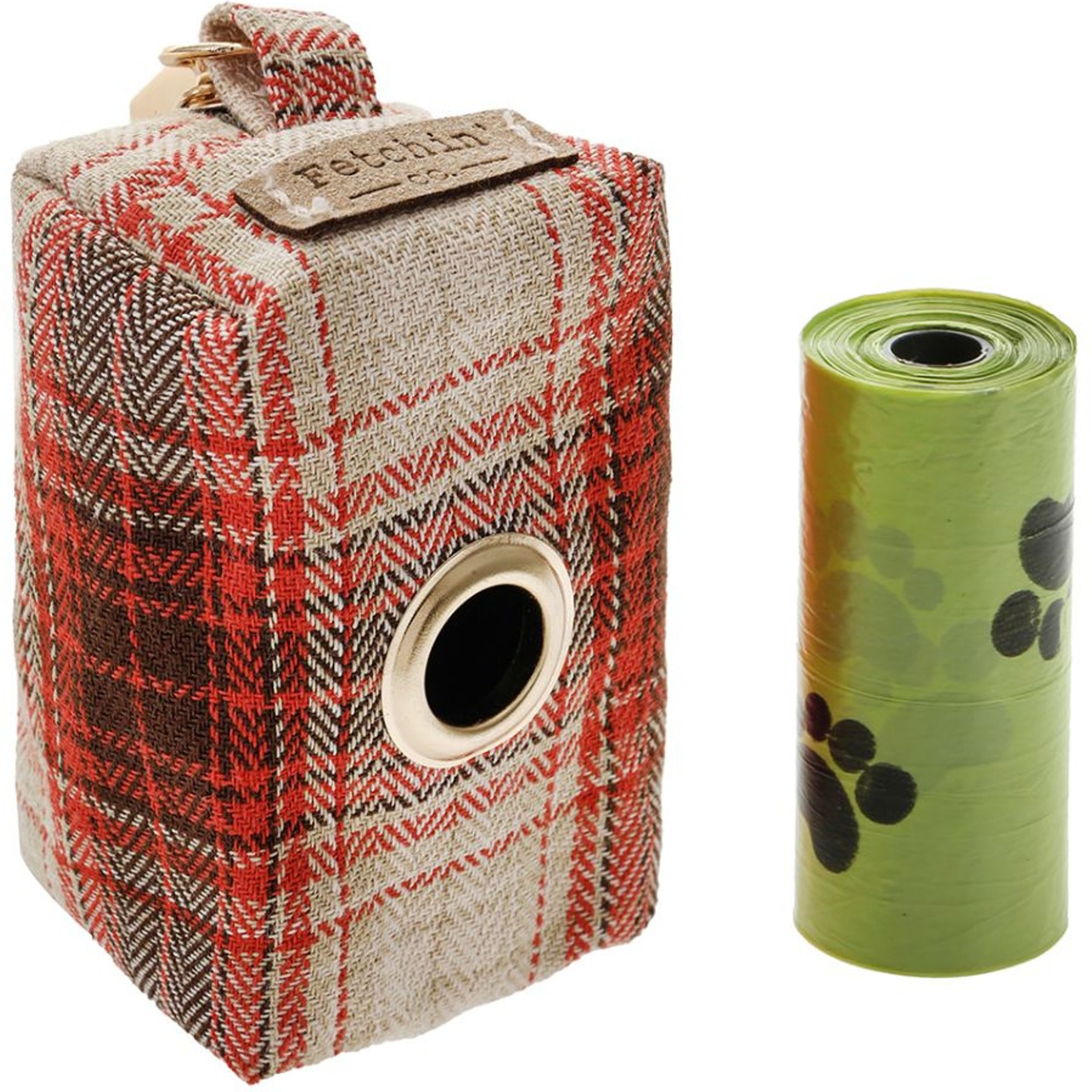Fetchin' Co. Rust Plaid Waste Bag Holder Dog Backpack, Multicolor