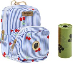 Fetchin' Co. Cherry Pin Stripe Mini Waste Bag & Treat Holder Dog Backpack, Multicolor