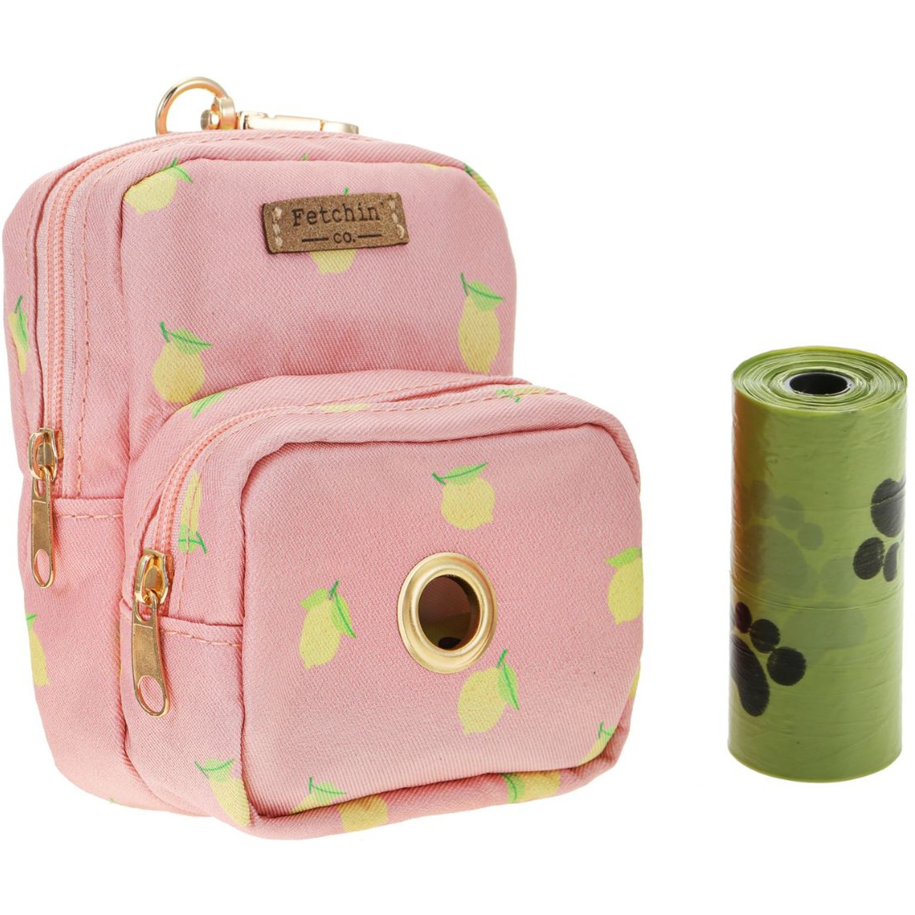Fetchin' Co. Pink Lemonade Mini Waste Bag & Treat Holder Dog Backpack, Multicolor