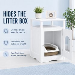 Yafylly Modern Side Table Wooden Condo Cat House with Hidden Litter Box, White, Medium slide 2 of 9