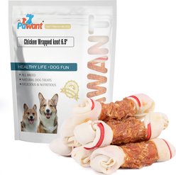 Pawant Treats Rawhide Bones 6.5-in Low-Fat Chicken Wrapped Hard Dog Chew, 32-oz pouch
