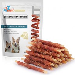Pawant Rawhide Free Training Snacks Low-Fat Duck Wrapped Cod Sticks Soft & Chewy Dog Treats, 8-oz pouch slide 1 of 8