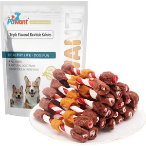 Pawant Treats Training Snacks 1-lb Triple Flavored Kabobs Rawhide Dog Chew, 16-oz pouch