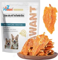 Pawant Jerky with Twist Sticks Training Snacks 0.5-lb Chicken Rawhide Dog Chew, 8-oz pouch