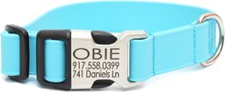Mimi Green Personalized Engraved Buckle Lightweight Biothane Waterproof Dog Collar, Cloud Blue, X-Large: 22-26-in neck, 1-in wide