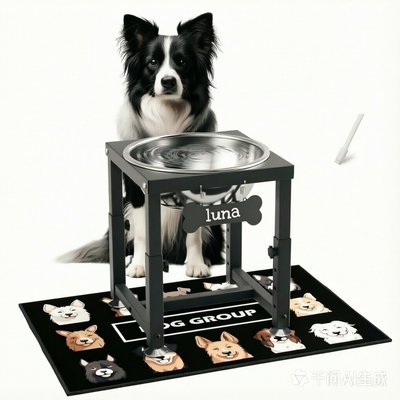 ADENGL ADENGL Adjustable Elevated Metal Dog Water Bowl with Spill-Proof Mat, Black, Medium: 3-L