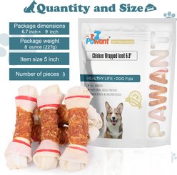 Pawant Treats Rawhide Bones 6.5-in Low-Fat Chicken Wrapped Hard Dog Chew, 8-oz pouch slide 2 of 7