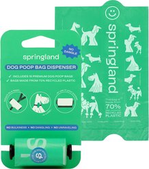 Springland Dog Poop Bag Dispenser Holder with Thick Waste Bags, Unscented, Black