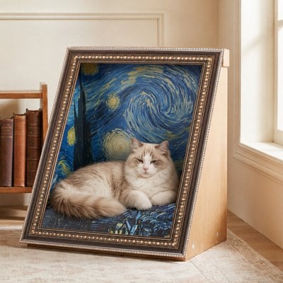Happy & Polly Happy & Polly 19.4-in Art-Inspired Van Gogh Starry Night 3D Cat Scratcher Toy