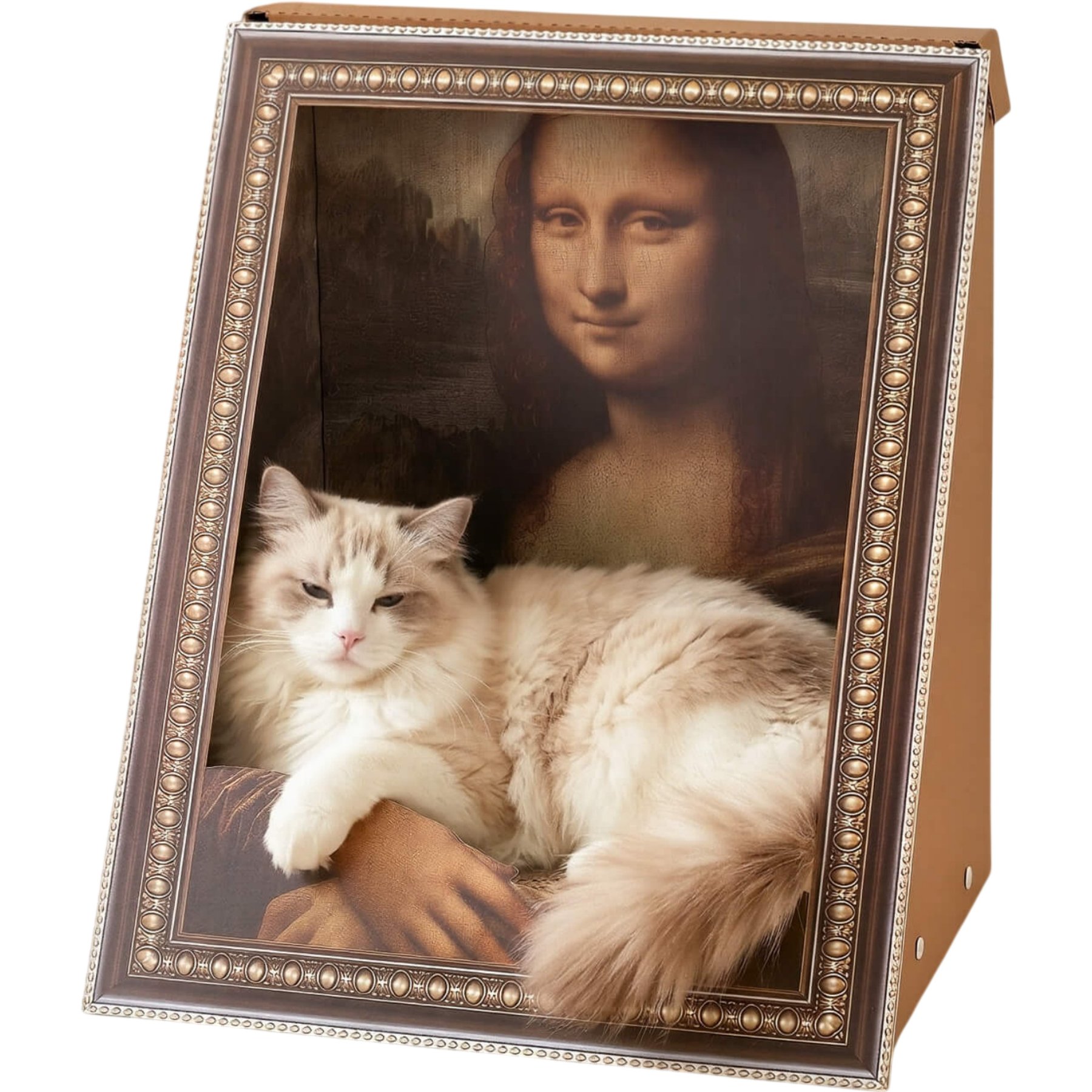 Happy & Polly 19.4-in Interactive Art-Inspired Mona Lisa 3D Cat Scratcher Toy