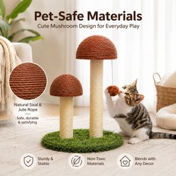 NonoPets Dual Mushroom 17.72-in Plush Modern Hanging Toy Novelty Cat Scratching Post with Sisal Rope & Green Turf Base slide 2 of 9