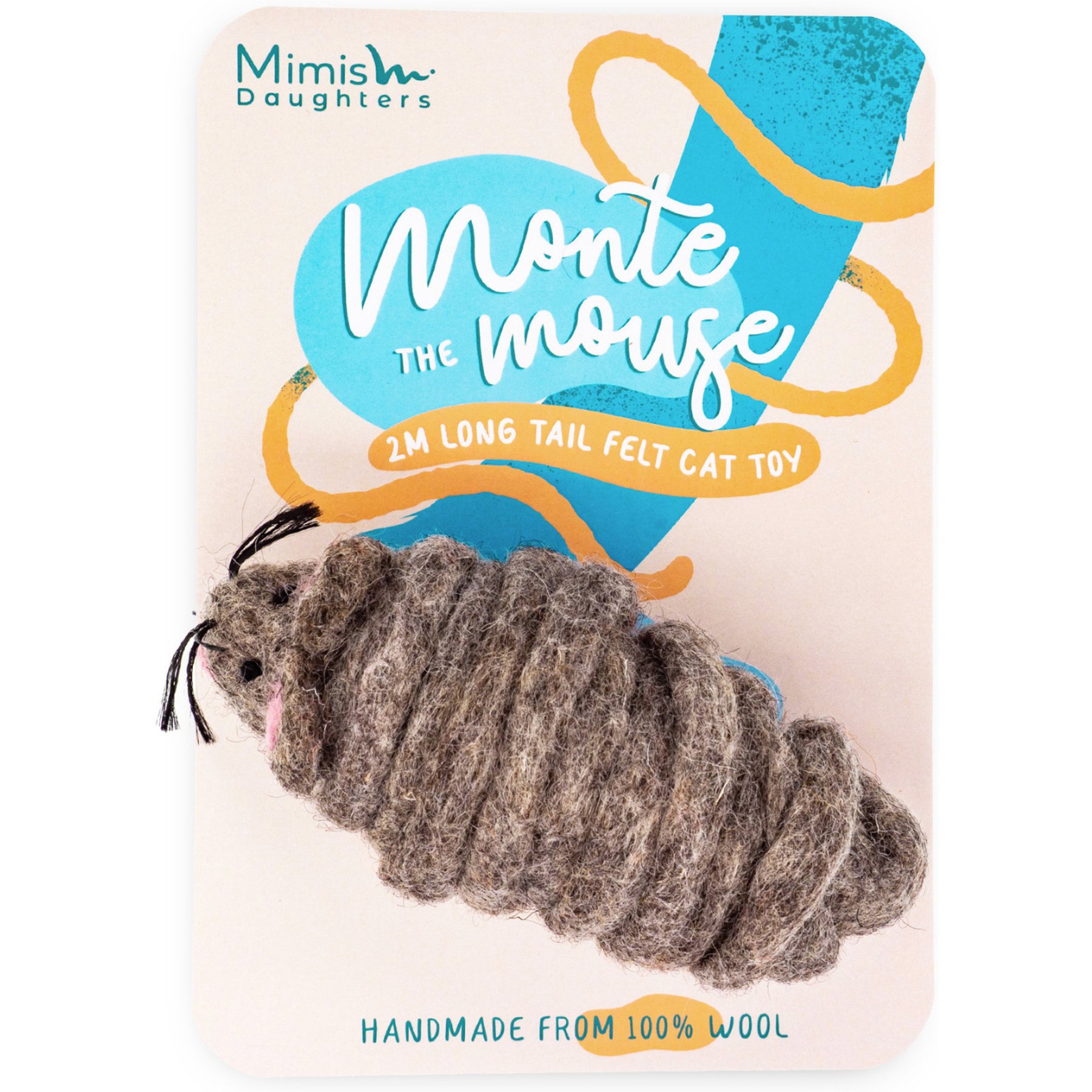Mimis Daughters Monte Mouse Exercise Teaser Cat Toy, 78-in, Grey