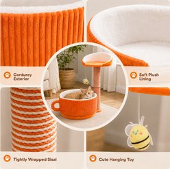 NonoPets Coffee Mug 25.59-in Corduroy Modern Hanging Toy Novelty Cat Tree with Sisal Scratching Post, Top Perch & Plush Base, Brown slide 2 of 7