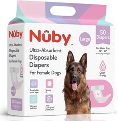Nuby Disposable Wetness Indicator Leak-Resistant Female Dog Diapers, 50 count, Large: 18 to 27-in