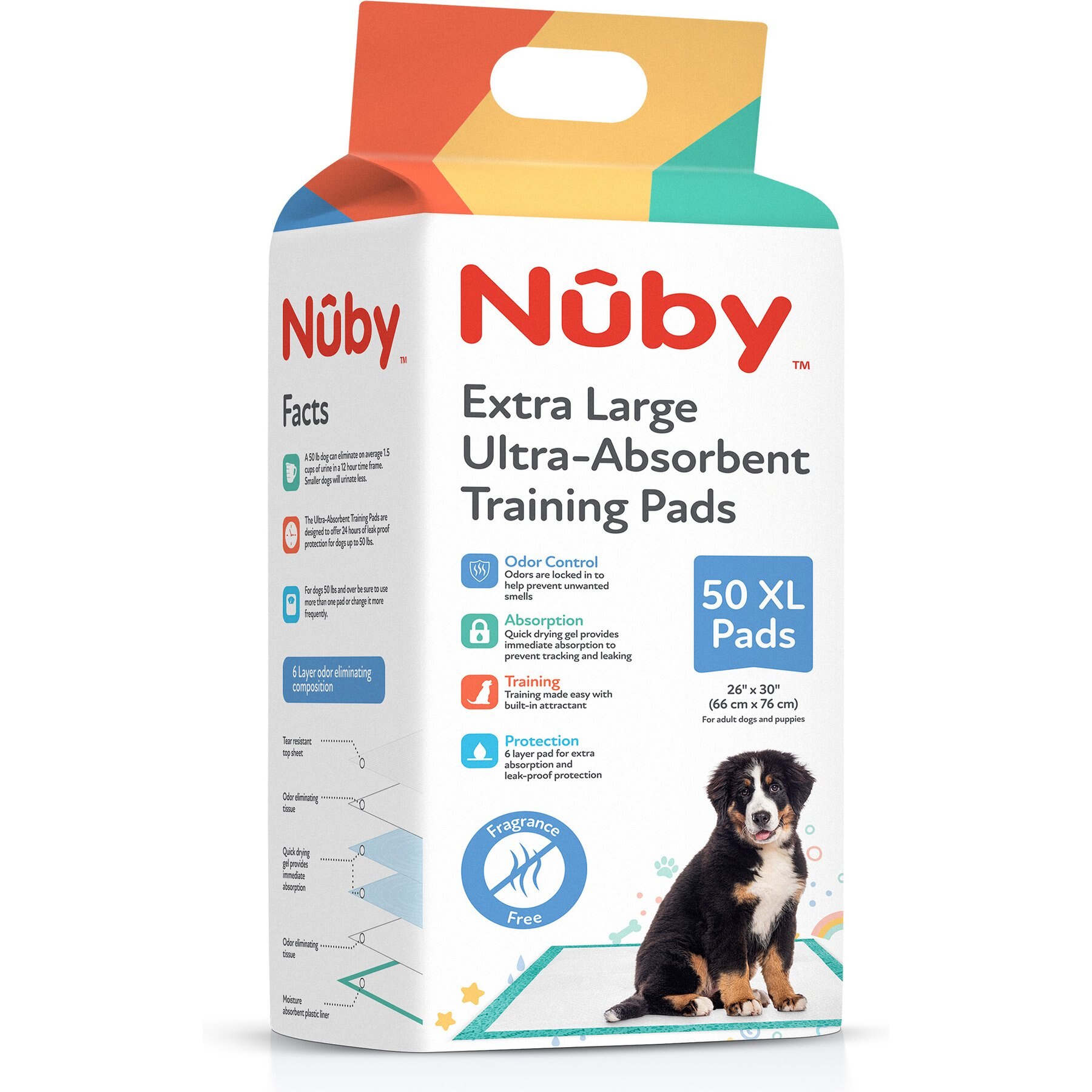 Nuby Ultra-Absorbent Unscented Training Dog Pee Pads, 26 x 30-in, 50 count