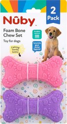 Nuby Foam Bone Calming Vanilla Scent Durable Dental Teething Dog Chew Toy, 2 count, Assorted