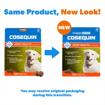 Show full view: Nutramax Cosequin Joint Health Supplement with Glucosamine, Chondroitin, MSM & Omega-3's Soft Chews for Dogs, 120 count slide 3 of 11