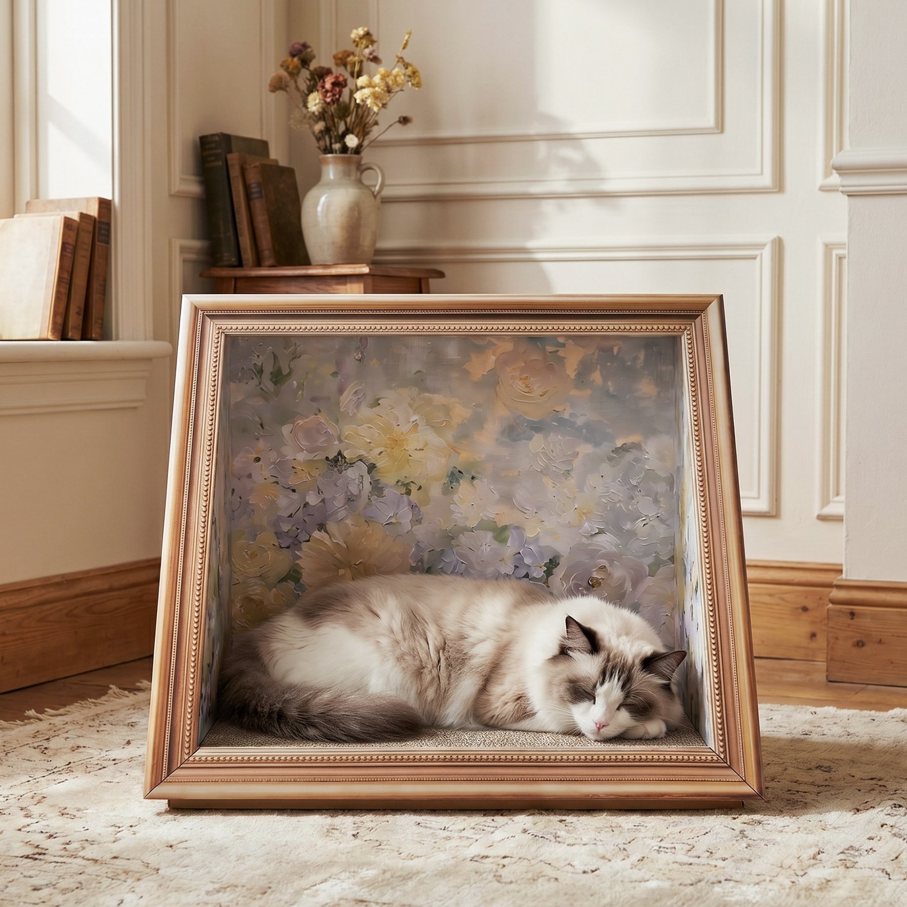 Happy & Polly Retro Art Cat House with Scratcher