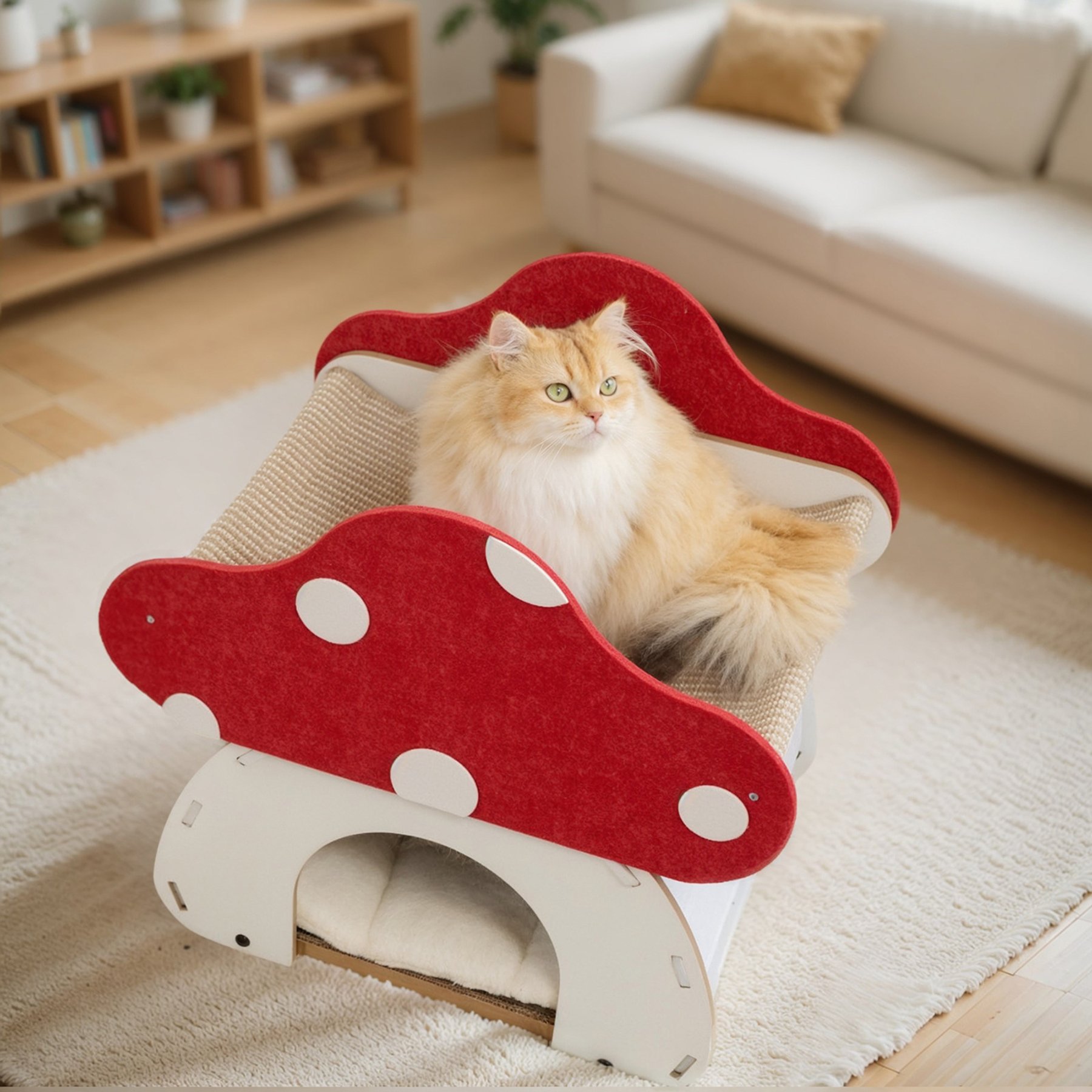 Happy & Polly 2-in-1 Double-Layer Mushroom Cat Scratcher