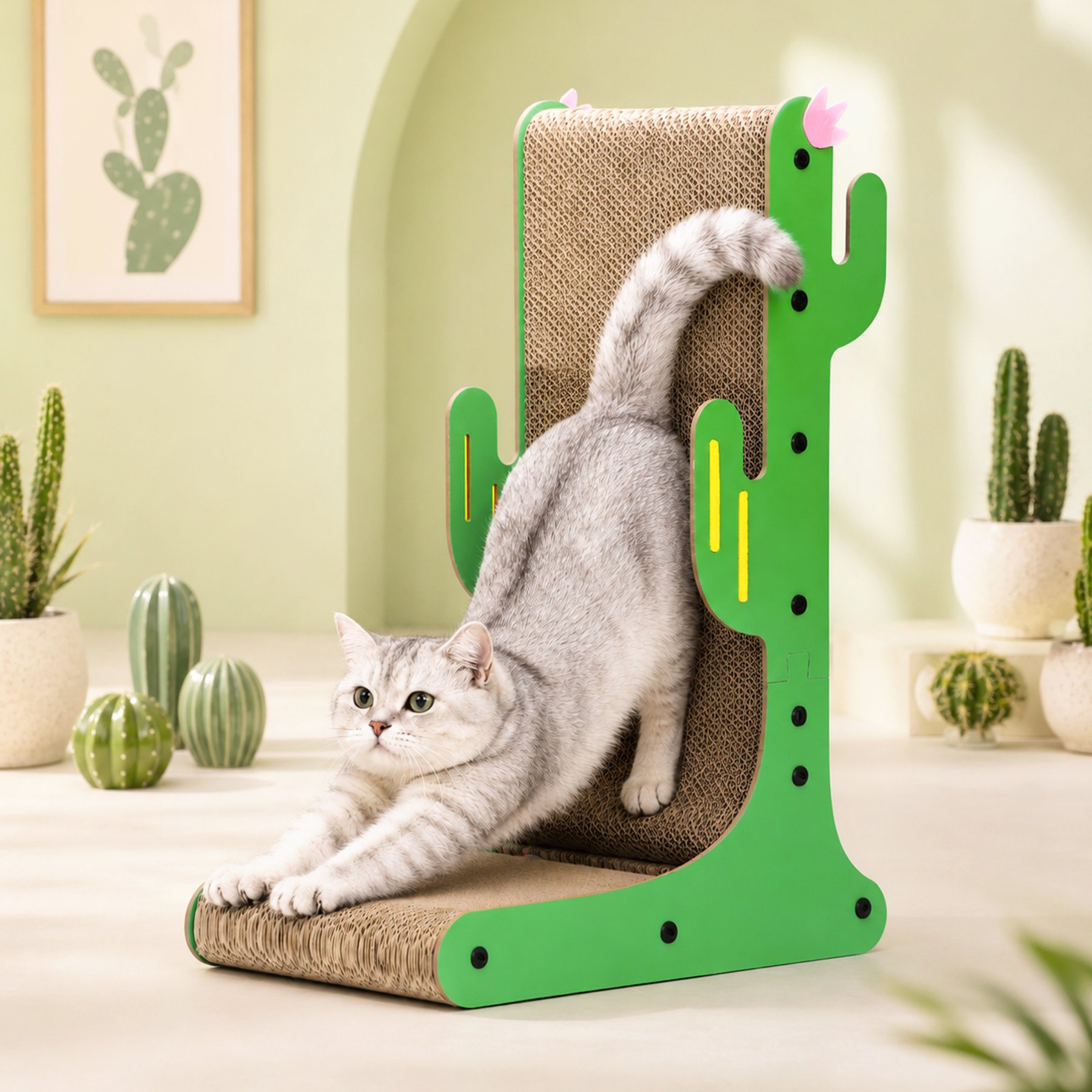 Happy & Polly Desert Bloom Cactus 23.6‑in Hanging Cactus Toy Cat Scratcher