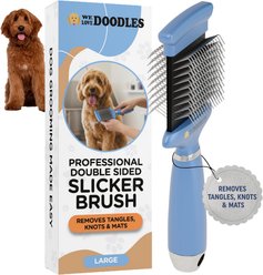 We Love Doodles Double-Sided Slicker Dog Brush, Blue, Large