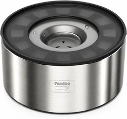 Feedoo Double-Wall 18/8 No Spill & Anti-Splash Non-Slip Base Stainless Steel Dog Water Bowl, Silver, Medium: 3.8-L