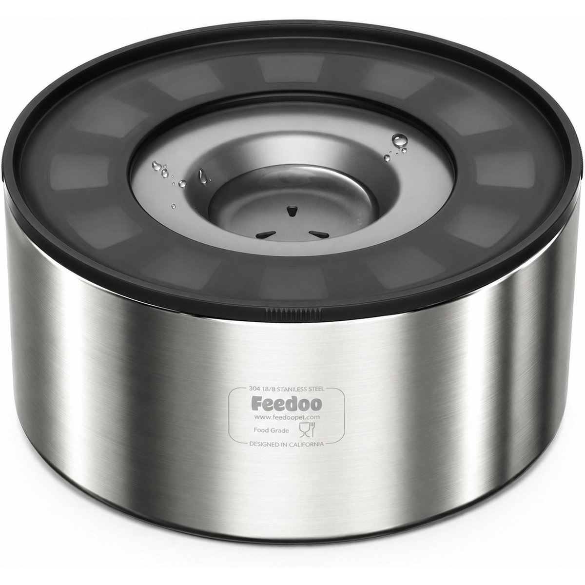 Feedoo Double-Wall 18/8 No Spill & Anti-Splash Non-Slip Base Stainless Steel Dog Water Bowl, Silver, Medium: 3.8-L