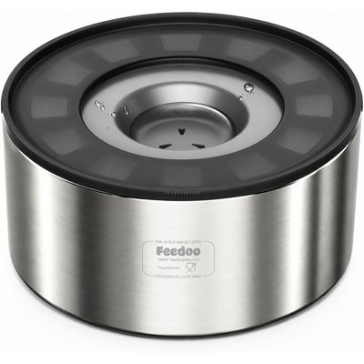 Feedoo Feedoo Double-Wall 18/8 No Spill & Anti-Splash Non-Slip Base Stainless Steel Dog Water Bowl, Silver, Medium: 3.8-L