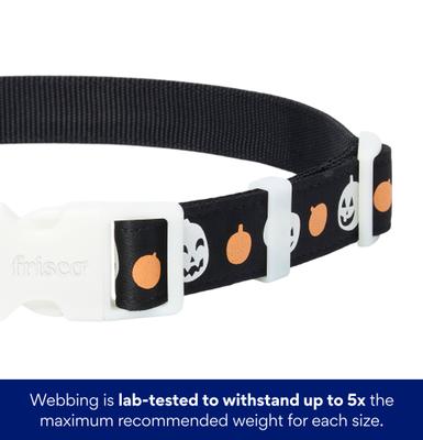 Show full view: Frisco Glow in the Dark Pumpkin Dog Collar, L/XL: 18 to 26-in neck, 1-in wide slide 2 of 10