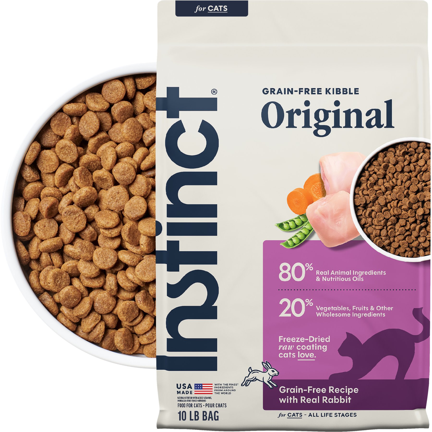 Instinct Original Real Rabbit Recipe Grain-Free Dry Cat Food, 10-lb bag