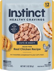 Instinct Healthy Cravings Real Chicken Recipe in Savory Gravy Grain-Free Wet Cat Food Topper, 3-oz pouch, case of 24