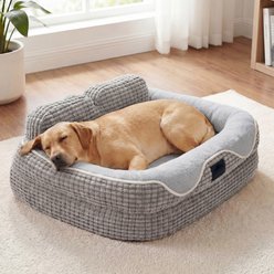 Veehoo Orthopedic Egg-Crate Foam Bolster Dog Bed with Sides & Removable Washable Cover, Light Gray, X-Large: 42 x 30 x 8-in