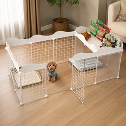NonoPets Customizable Enclosure Play Yard with Top Storage Space Walk-Through Metal Wire Dog & Cat Exercise Pen, 58 x 29.5 x 22.5-in