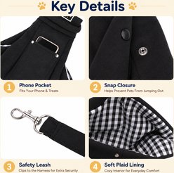 NonoPets Hands Free Adjustable Shoulder Breathable Crossbody Travel Pouch Carry-Bag Sling Dog Carrier, Black slide 2 of 9