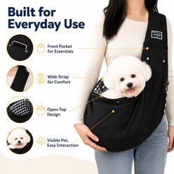 NonoPets Hands Free Adjustable Shoulder Breathable Crossbody Travel Pouch Carry-Bag Sling Dog Carrier, Red slide 2 of 9