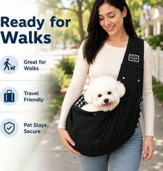 NonoPets Hands Free Adjustable Shoulder Breathable Crossbody Travel Pouch Carry-Bag Sling Dog Carrier, Blue slide 2 of 9