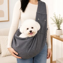 NonoPets Hands Free Adjustable Shoulder Breathable Crossbody Travel Pouch Carry-Bag Sling Dog Carrier, Dark Gray