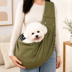 NonoPets Hands Free Adjustable Shoulder Breathable Crossbody Travel Pouch Carry-Bag Sling Dog Carrier, Green