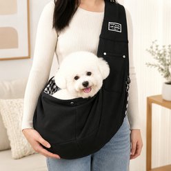 NonoPets Hands Free Adjustable Shoulder Breathable Crossbody Travel Pouch Carry-Bag Sling Dog Carrier, Black