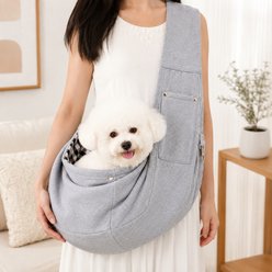 NonoPets Hands Free Adjustable Shoulder Breathable Crossbody Travel Pouch Carry-Bag Sling Dog Carrier, Grey
