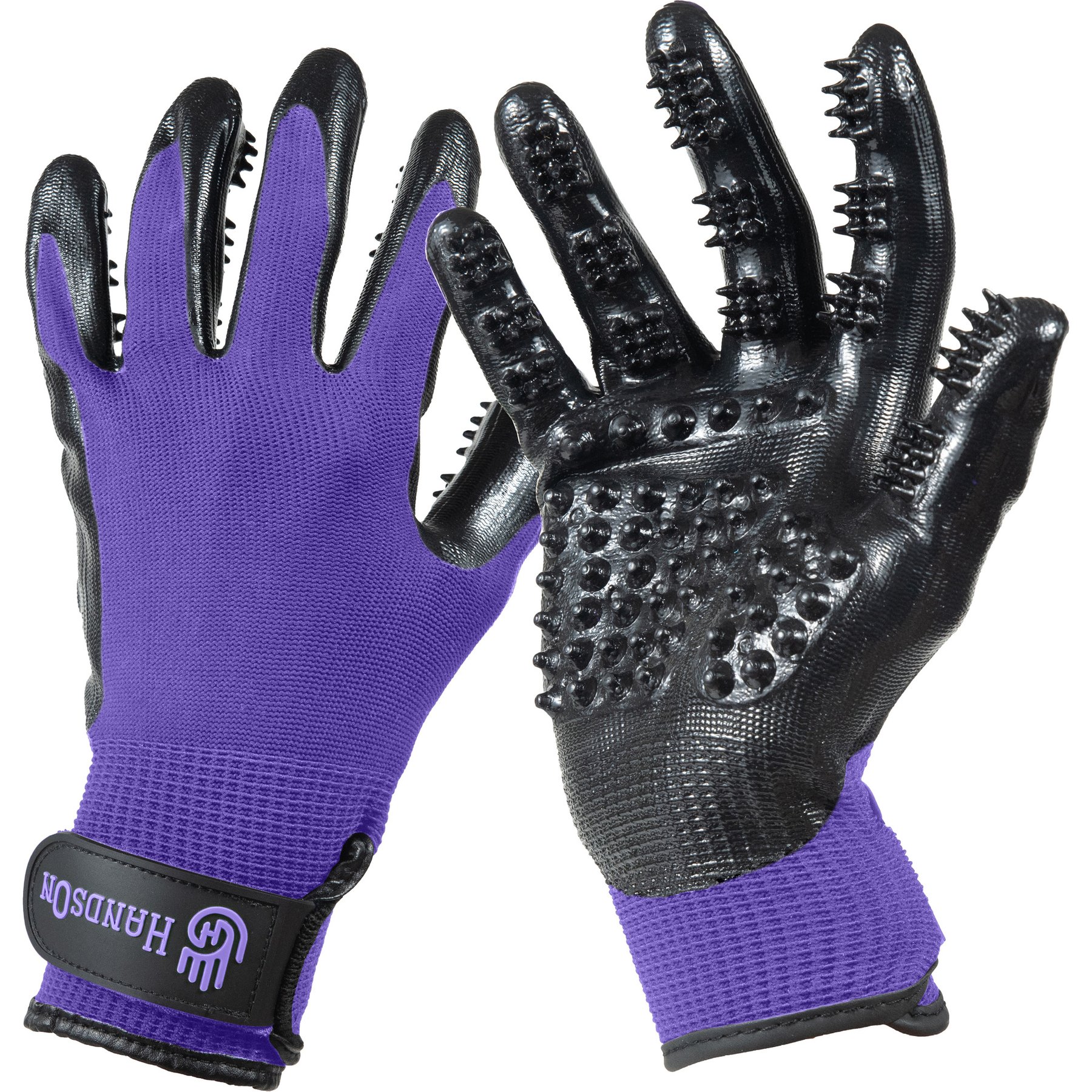 HandsOn All-In-One Pet Bathing & Grooming Gloves, Purple, Junior