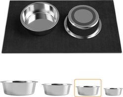ADENGL Stainless Steel Dog Bowls with Non-Slip Mat, Silver, 2 count, Medium: 34-oz